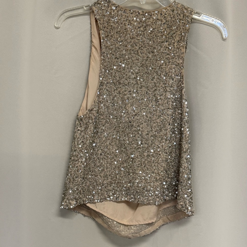 Haute Hippie Silver Sequin Embellished Top - Picture 3 of 8